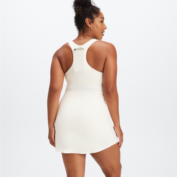 Fabletics On-The-Go Built-In Bra Dress vneck Women’s Large ivory pullover - Picture 2 of 10